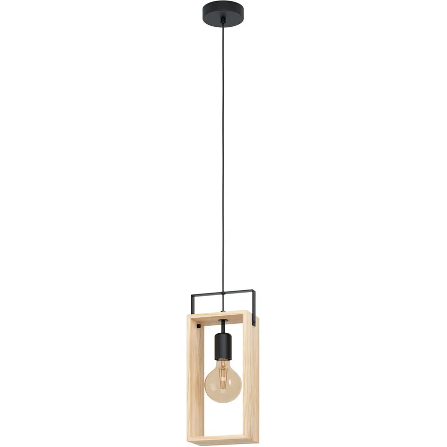 Eglo Pendellampe Famborough Schwarz Stahl/Holz 10.5 cm 110 cm - Material: Holz/Stahl