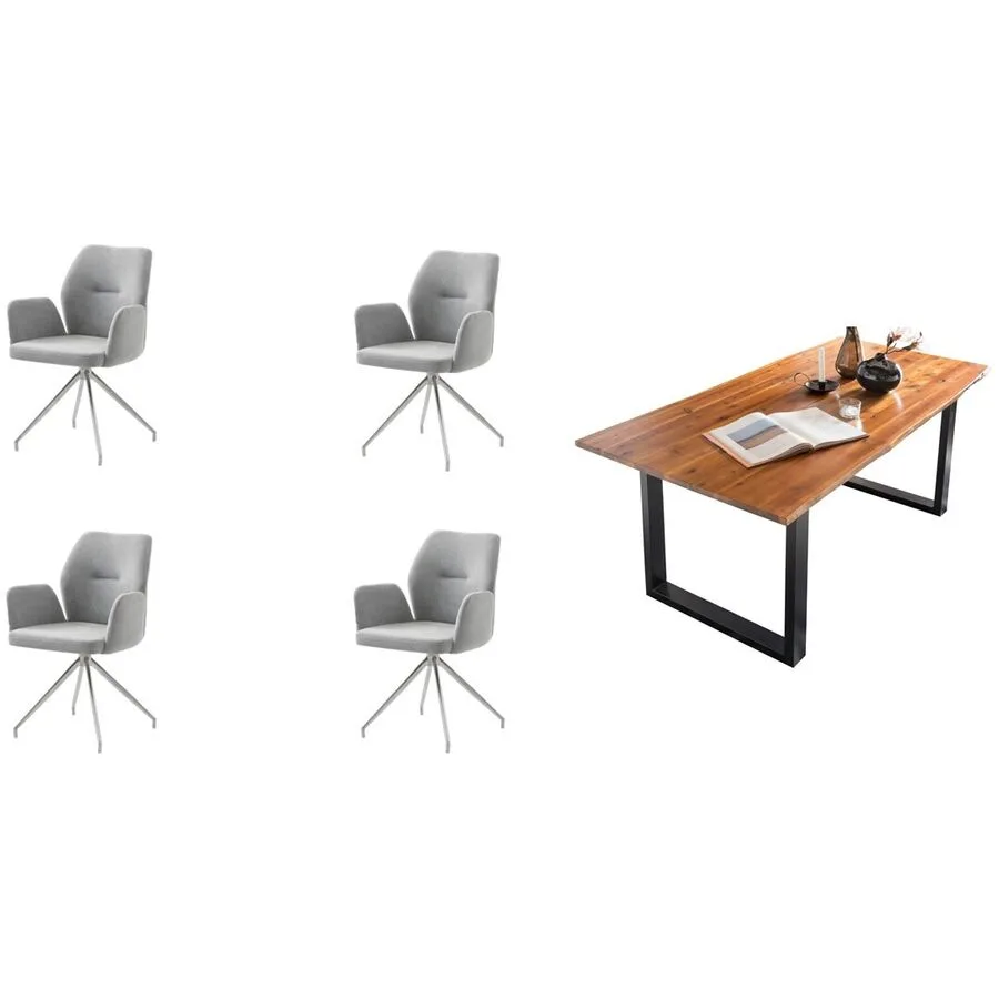Essgruppe Eats cognac Akazie/Strukturstoff B 180 T 90 cm 4