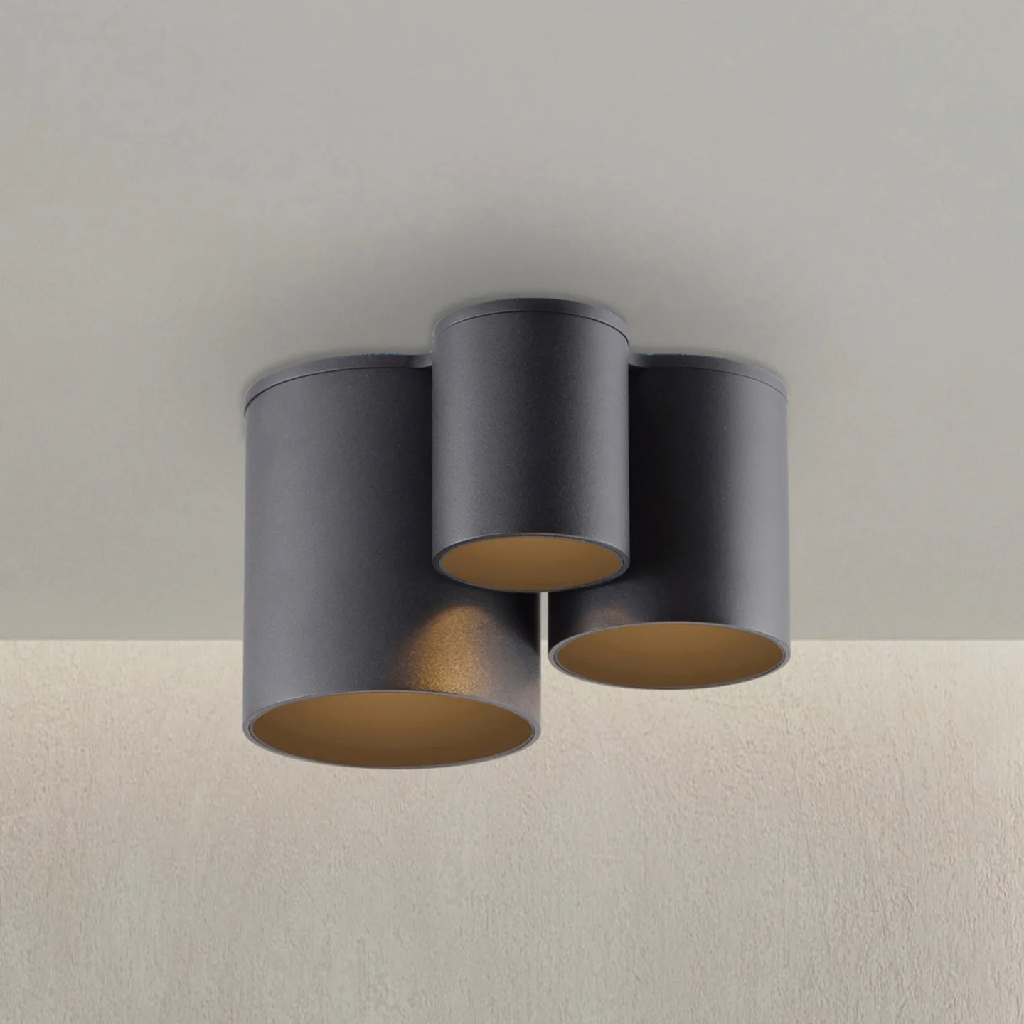 Point LED-Bad-Deckenlampe schwarz, 18cm, 3-flg., IP44 - PURE - Badezimmer - Modern - Metall - Mehrflammig