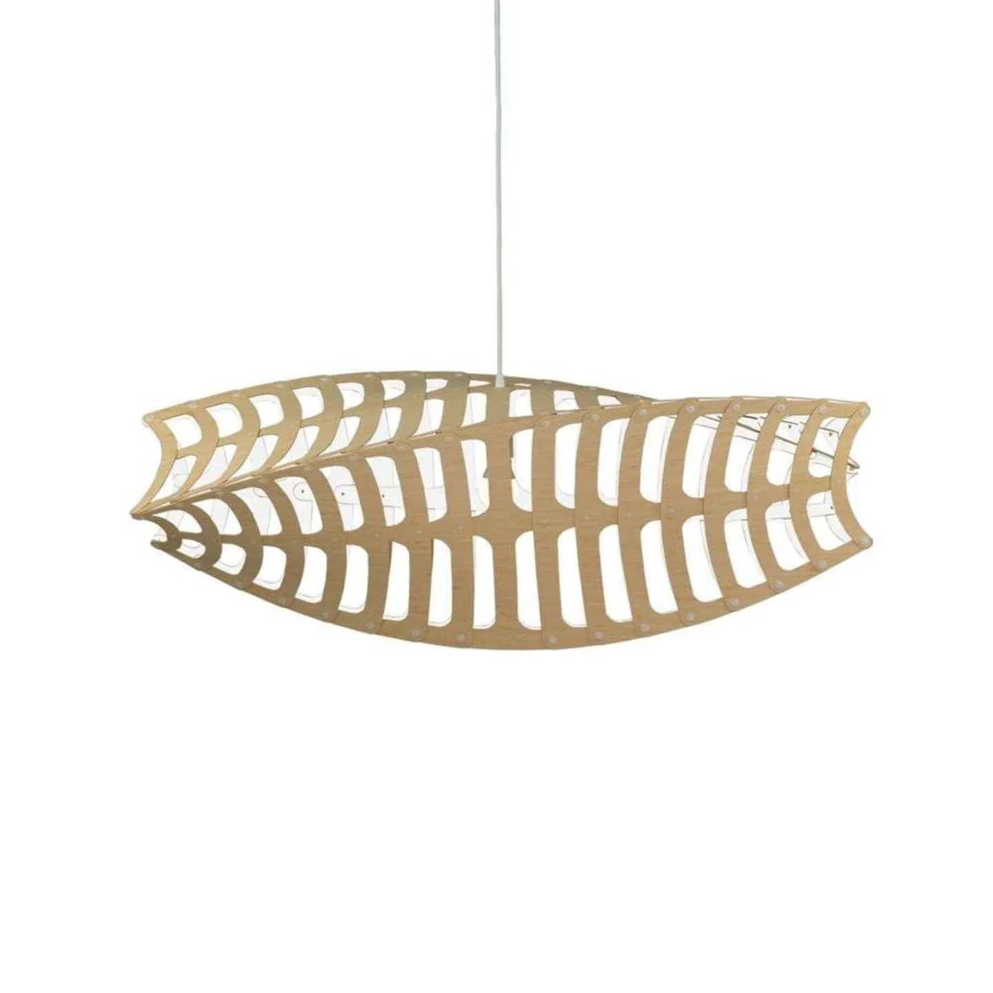 Toru Pendelleuchte Large 1 Seite Weiß - David Trubridge - Wohnzimmer - Bambus