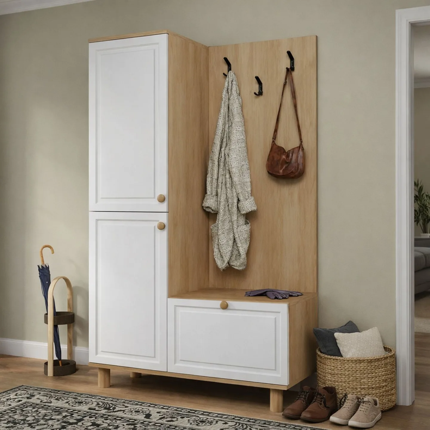 Faylen Hallmöbel 90x173x37 cm - Vit och ek