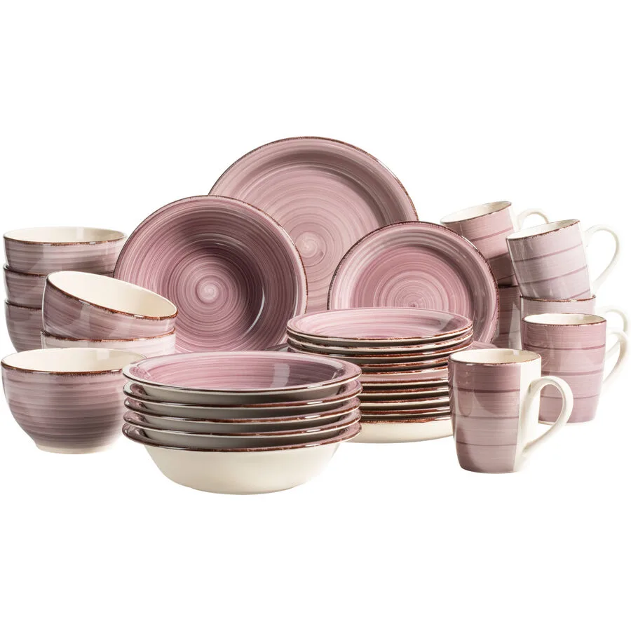 MÄSER Geschirr-Set Berry Rosa/Weiss Steingut