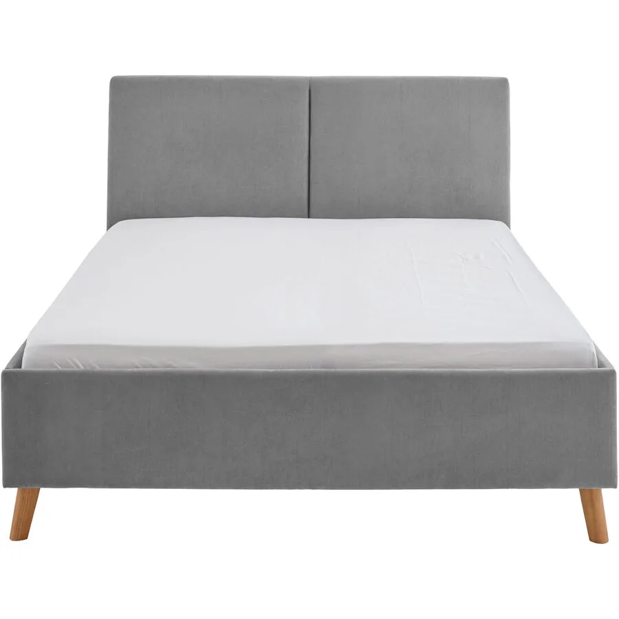 Bett Nola lichtgrau Stoff 140 x 200 cm