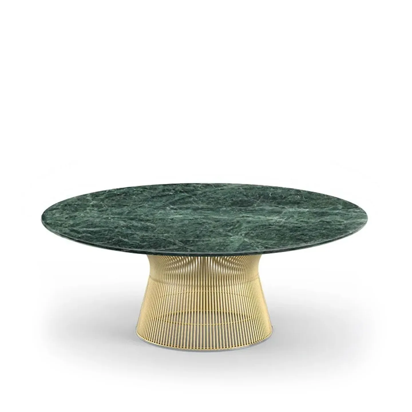 Knoll - Platner soffbord 18k guld, Ø 107 cm, skiva i grön Apli marmor - Soffbord - Warren Platner - Guld - Metall/Sten