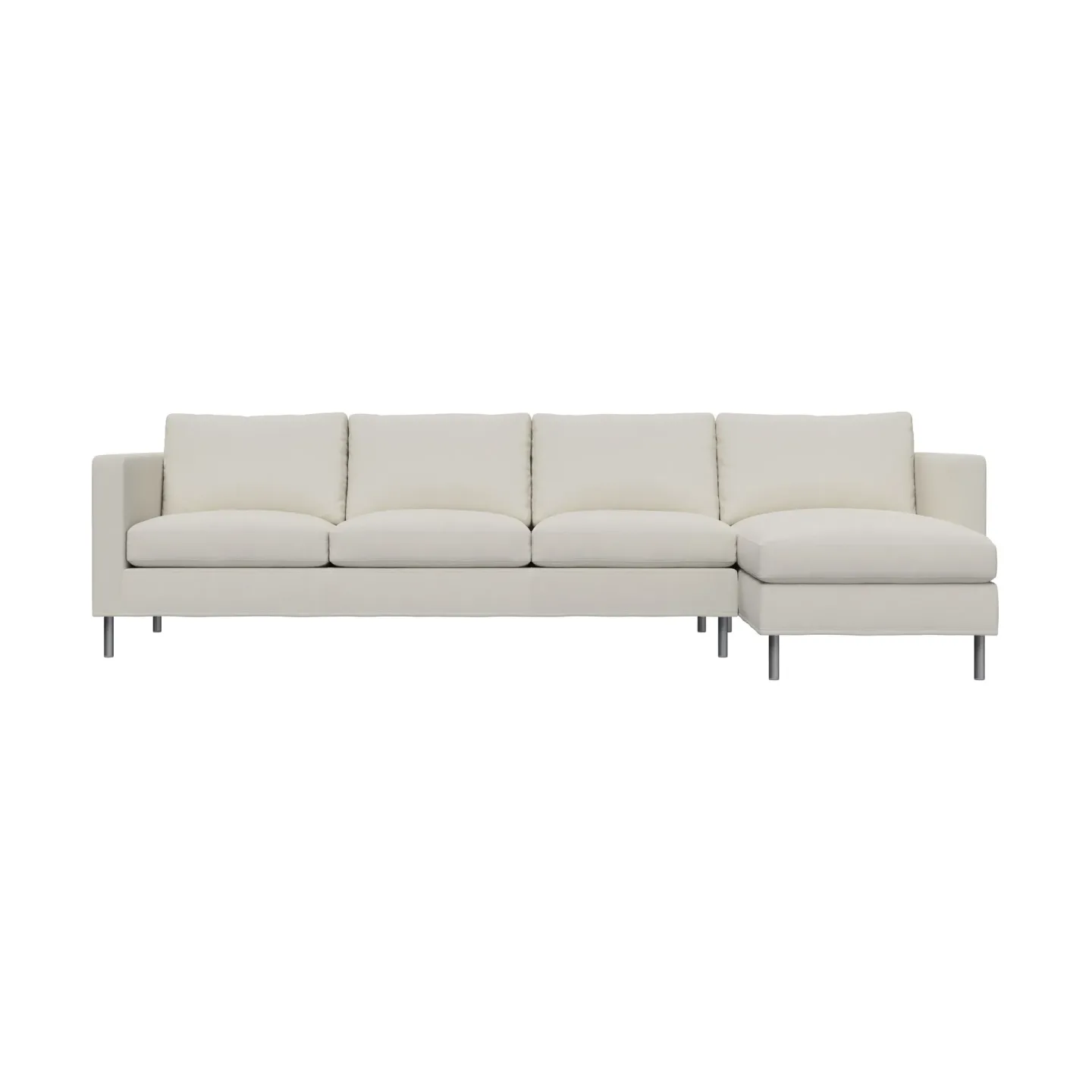 Fogia Alex 3-sitzige Sofa Chaise Lounge rechts Stoff Hiro White-aluminiumbeine