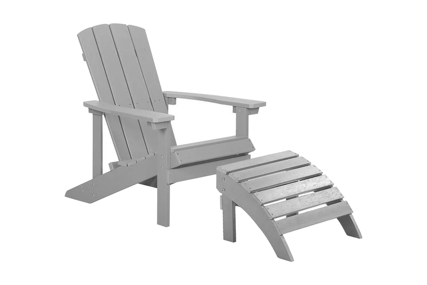 Trädgårdsstol med fotpall ljusgrå ADIRONDACK - Grå