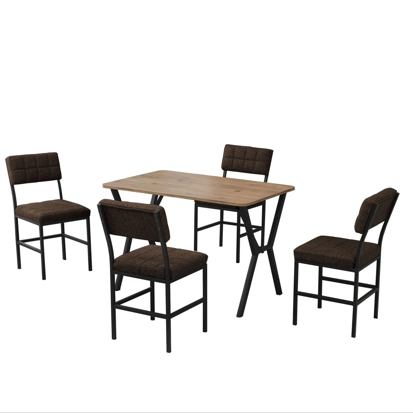 Stedum Matgrupp Bord 110 cm + 4 Stolar - Brun Och Valnöt