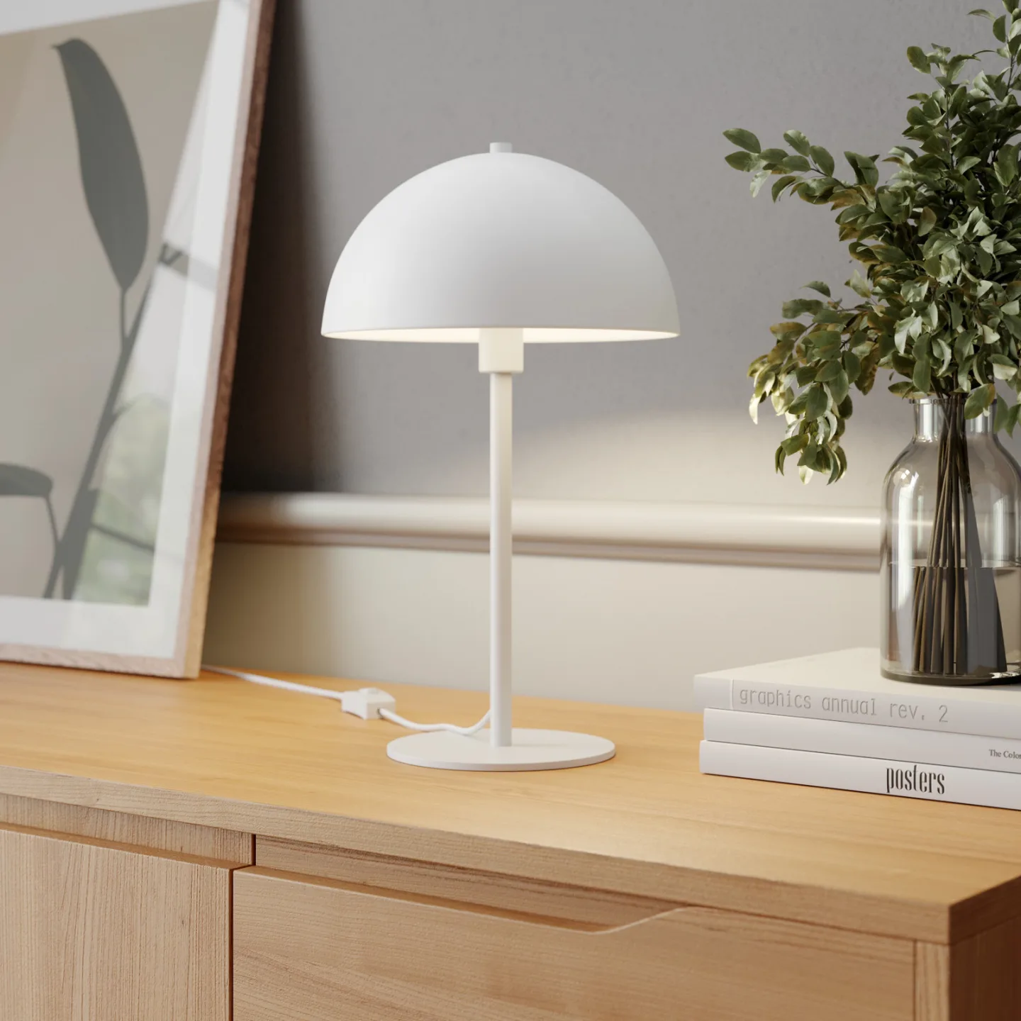 Stockholm Bordlampe Hvid - Dyberg Larsen - Soveværelse - Skandinavisk - Metal - Med skærm