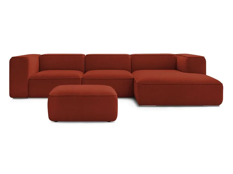 Ecksofa mit Hocker BOBOCHIC ZEPHYR Stoff mit Textur orange
