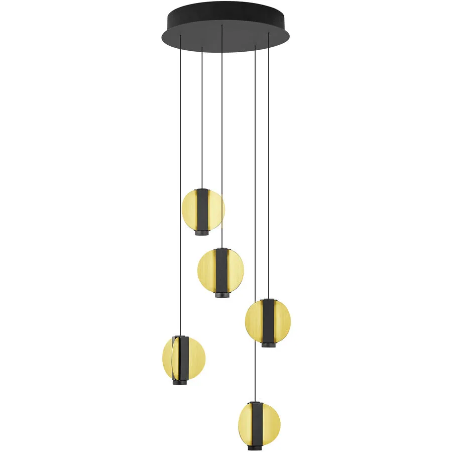 Pendellampe Iris Gold/Schwarz Aluminium/Eisen 33 cm Höhenverstellbar (manuell) - Farbe: schwarz-gold - LED - Lichtfarbe: Warmweiss - Pendellampe- LED