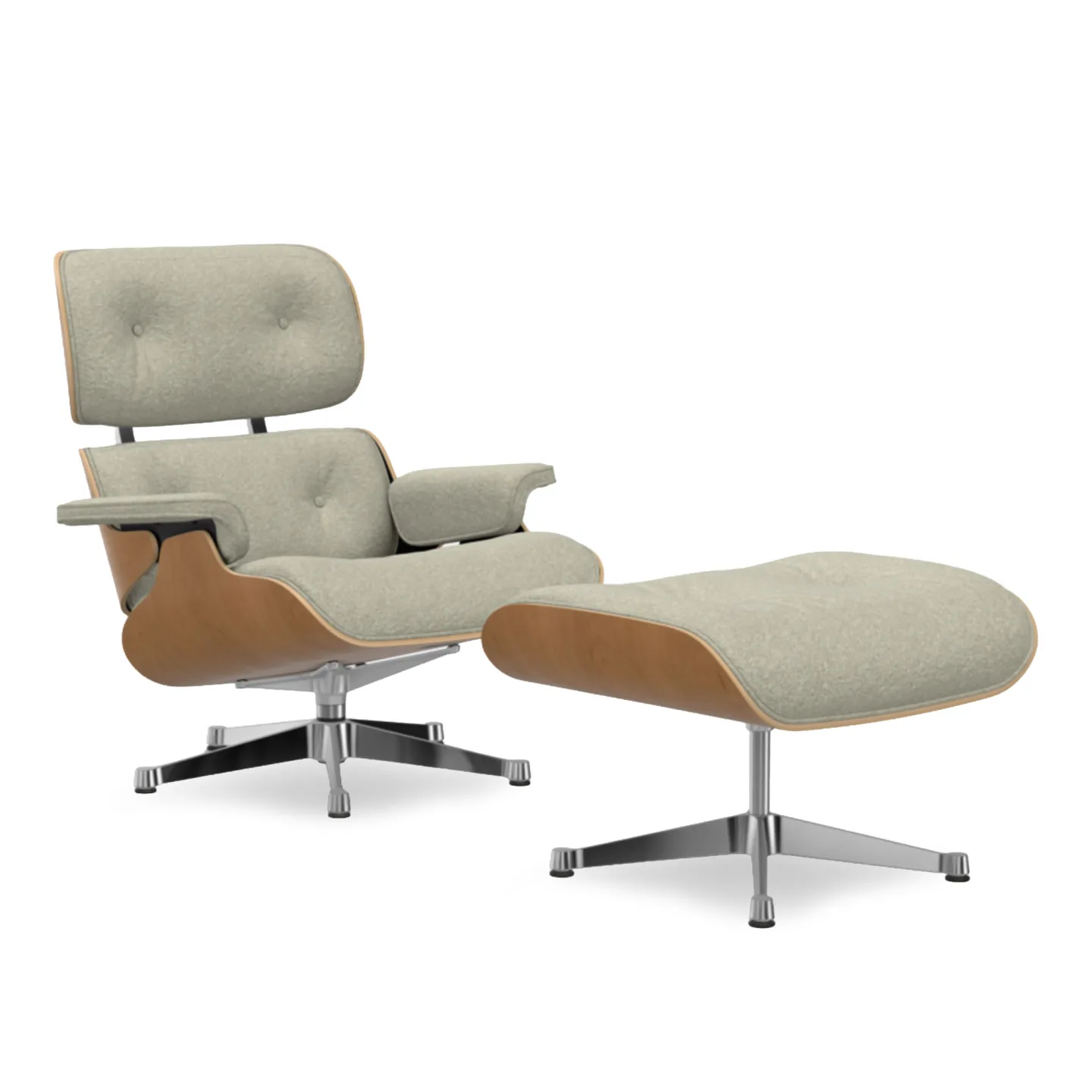 Vitra - Eames Lounge Set Cherry Nubia Cream/Sand 03 Polished Aluminium - Fåtöljer - Charles & Ray Eames - Beige