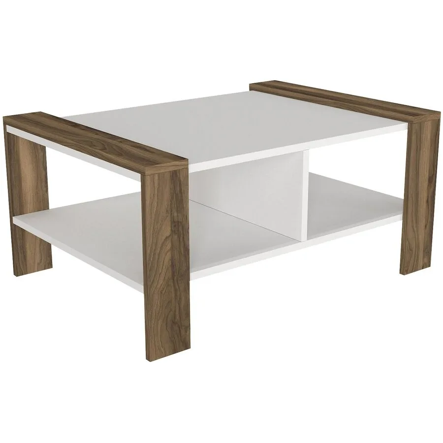 Salontisch Yasam weiss/natur Melaminbeschichtete Spanplatte B 90 T 60 cm