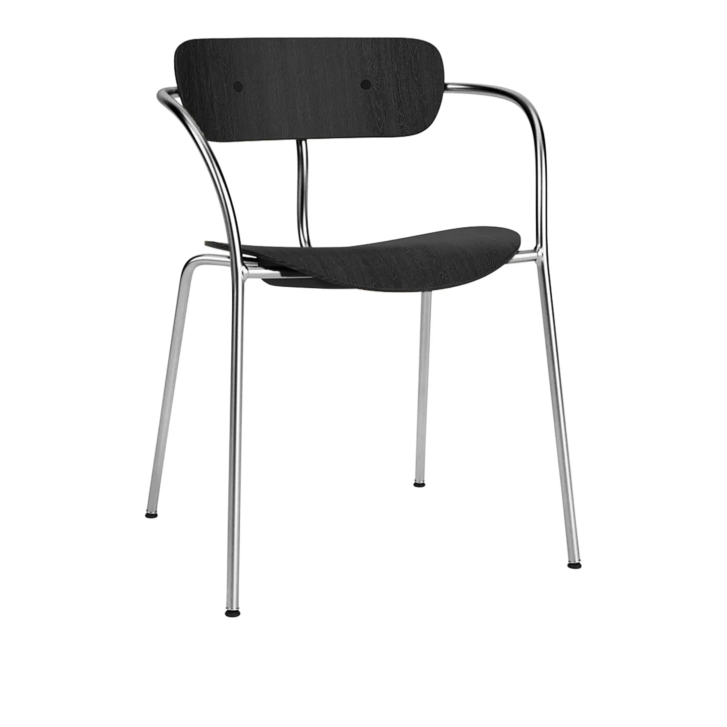 &Tradition - Pavilion Chair AV2 Chrome Finish Black Lacqeured Oak - Matstolar - Anderssen & Voll - Svart - Trä