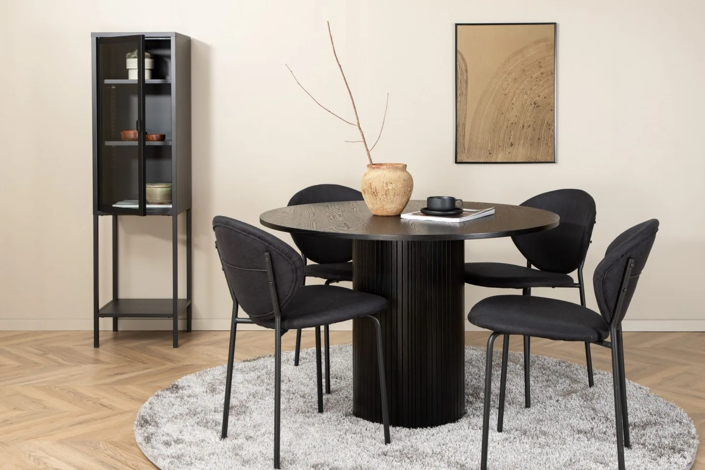 Biana Matgrupp 110 cm Rund inkl 4 Moncoll Stolar - Svart