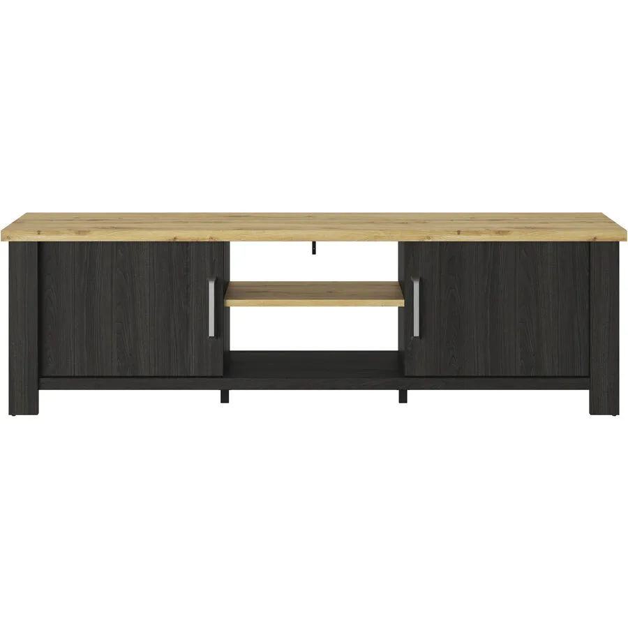 TV-Möbel Reyet schwarz/Eiche Holzwerkstoff B 200 cm