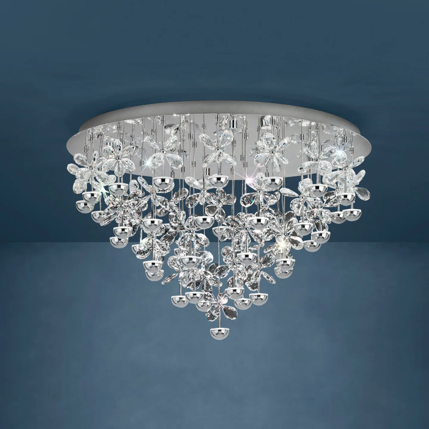 Pianopoli LED-taklampe krom 78 cm - EGLO Stars of Light - Stue - Design - Rustfritt stål - Rund