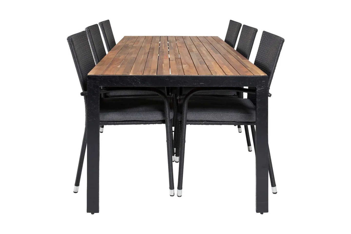 Bois Matgrupp Utomhus 200cm + 6 Anna Karmstolar - Svart/Grå