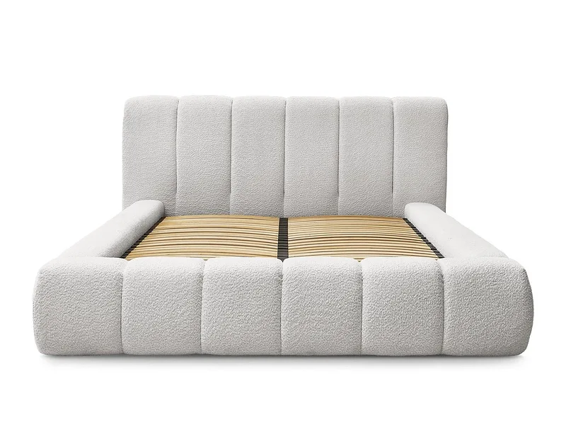 Kastenbett BOBOCHIC DENALI 180x200cm boucle-stoff hellgrau