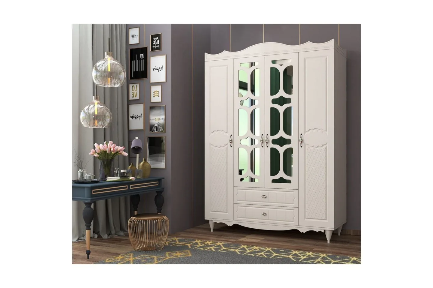 Noric Garderob 140x190 cm - Matt Vit