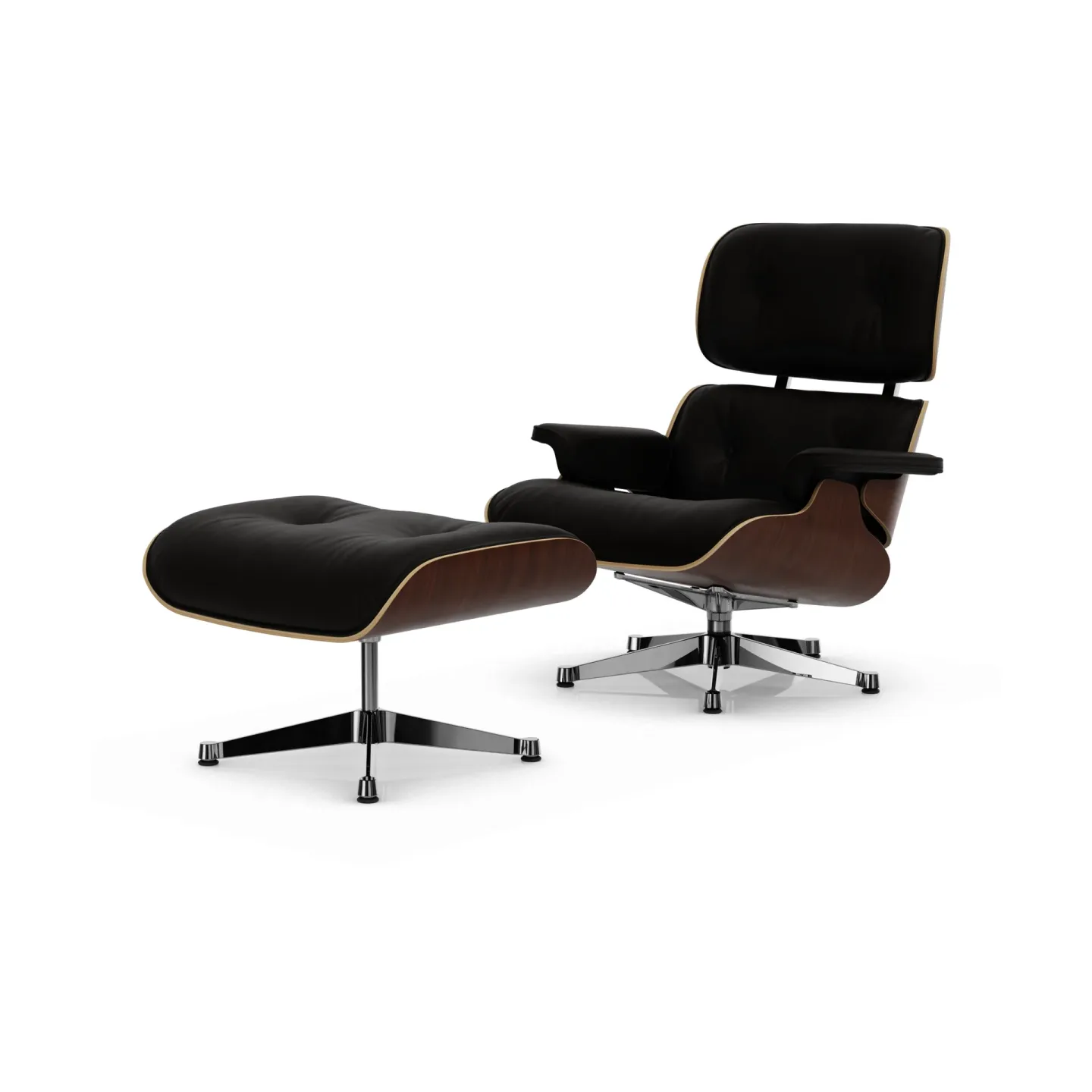 Vitra Eames Lounge Chair & Ottoman new dimensions 68 Chocolate-32 walnut dark-pol. steel