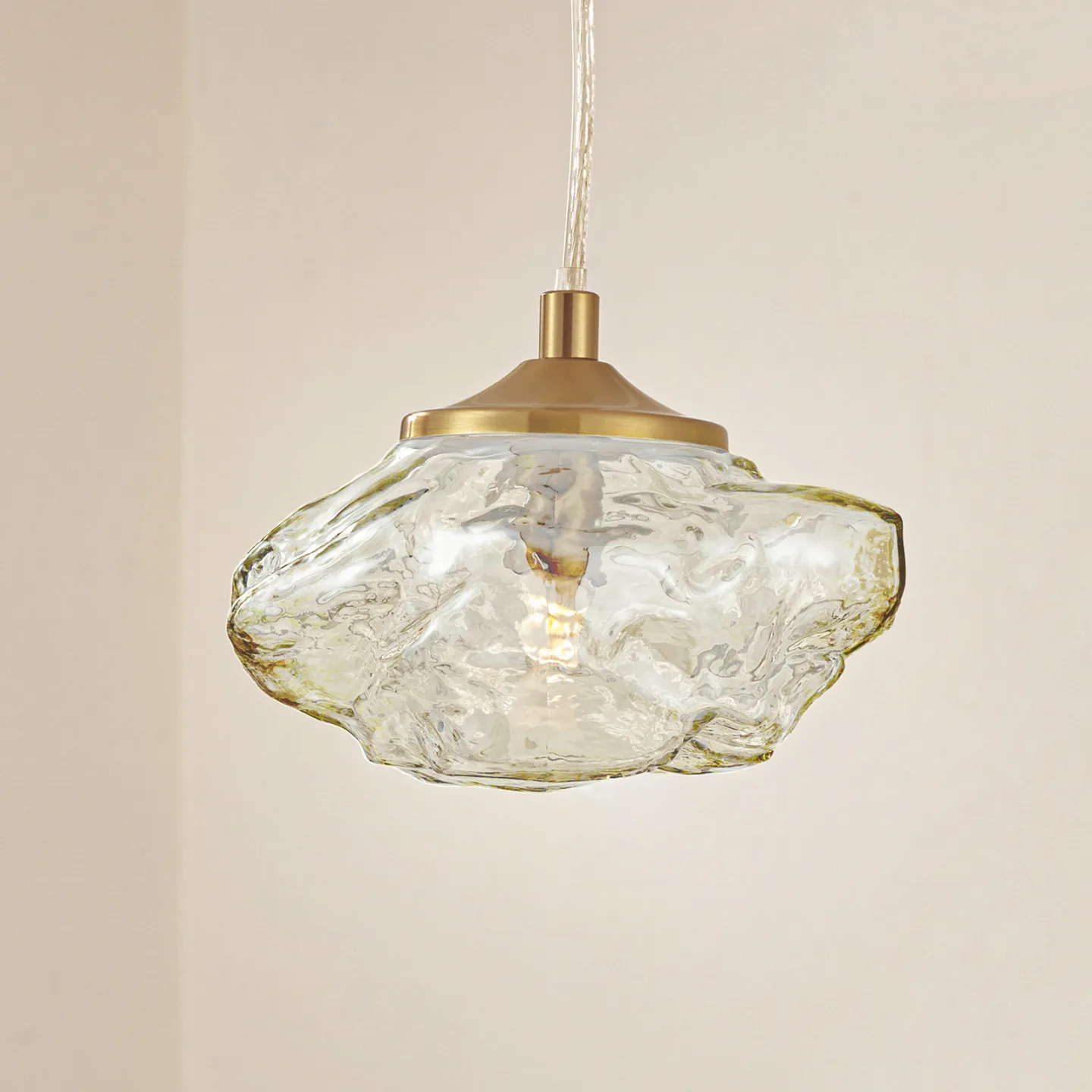 Piatra Pendelleuchte Bernstein/Messing - Lindby - Wohnzimmer - Modern - Glas - Einflammig