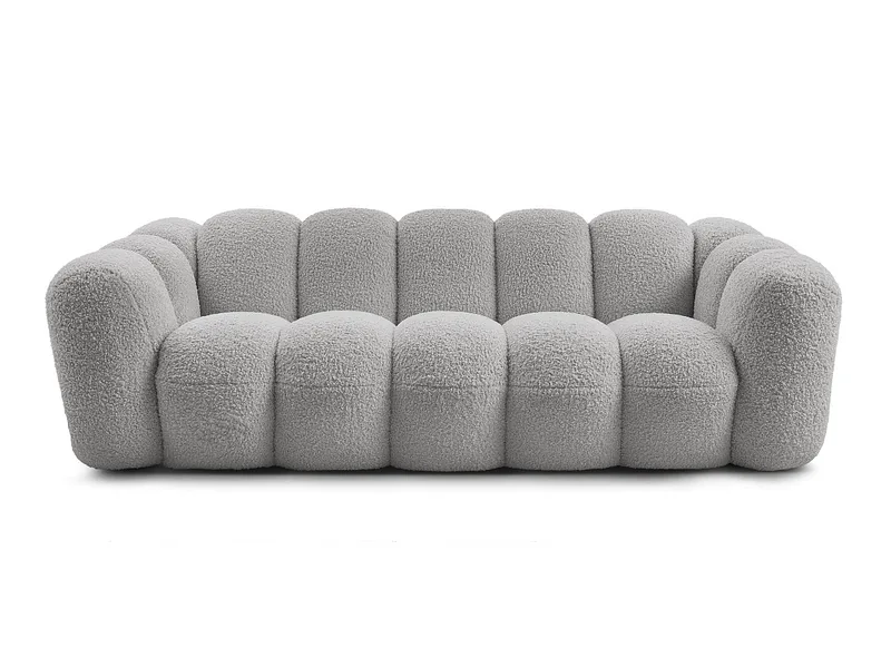 3er Sofa BOBOCHIC HIPPOLYTE Boucle-Stoff hellgrau