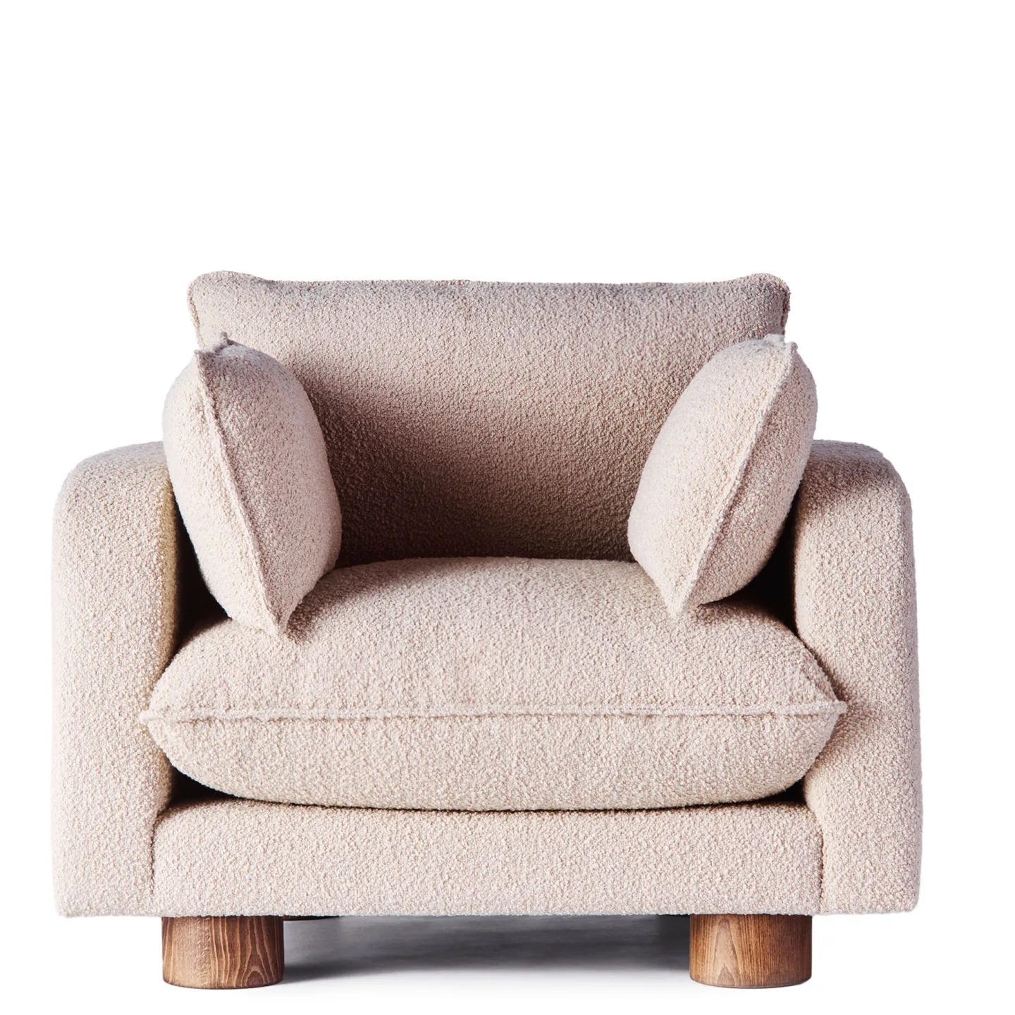Dusty Deco - Miles Armchair Boucle Beige Walnut Stained Beech - Fåtöljer - MER Arkitekter - Beige