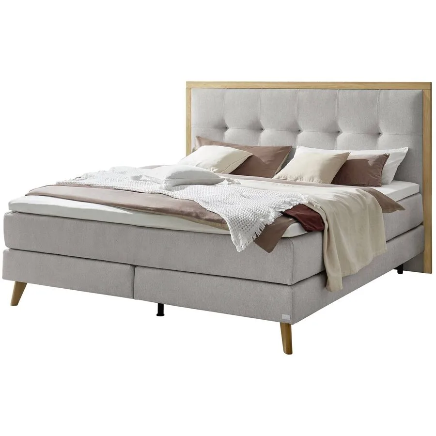Hasena Boxspringbett Marisol Light Grey Stoff 160 x 200 cm