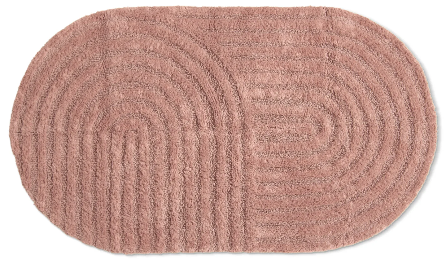 Oval baderomsmatte - Embla (rosa) (Størrelse: 80 x 140 cm)