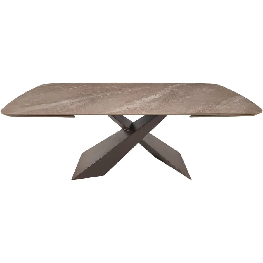 Tisch Musa Braun / Schwarz Tischplatte aus Keramik / Füsse Metall B 100 T 200 cm