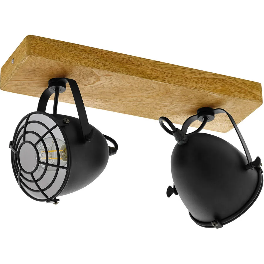 Eglo Spot Gatebeck Schwarz Stahl/Holz 11 cm 20.5 cm - Material: Holz/Stahl