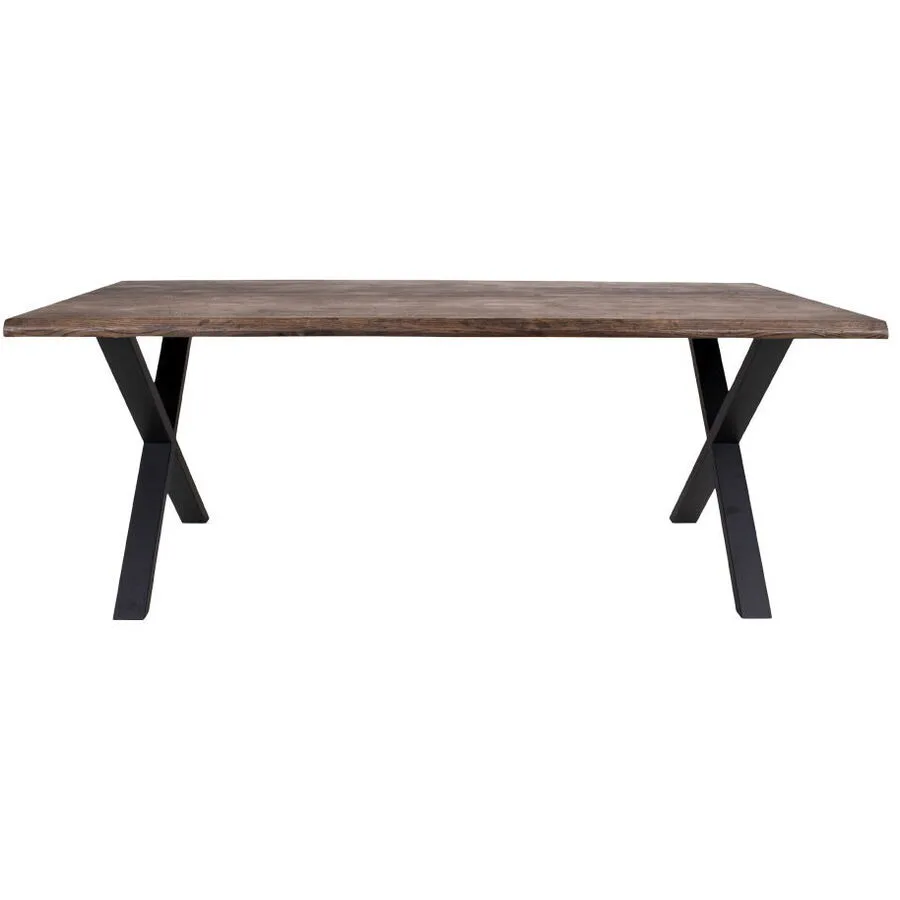 Esstisch Yavona braun/schwarz Eiche Natur/Metall B 95 T 200 cm