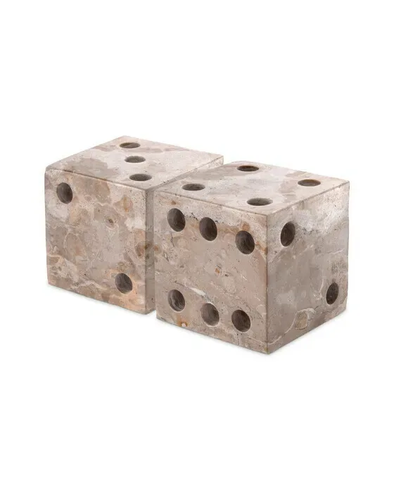 Visa dice decoration brown marble set of 2