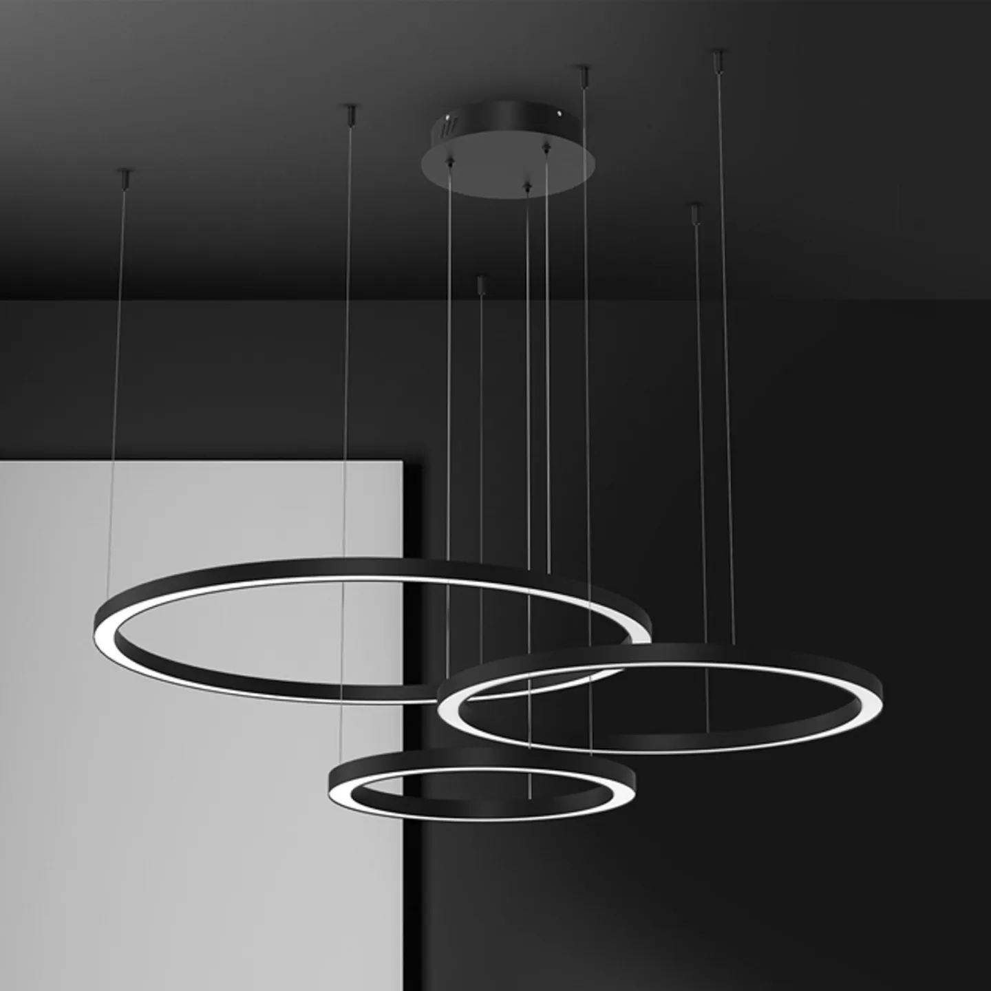 Galaxia LED-Hängeleuchte 3-flammig schwarz 85 W Kunststoff Eko-Light - Wohnzimmer - Modern - Rund