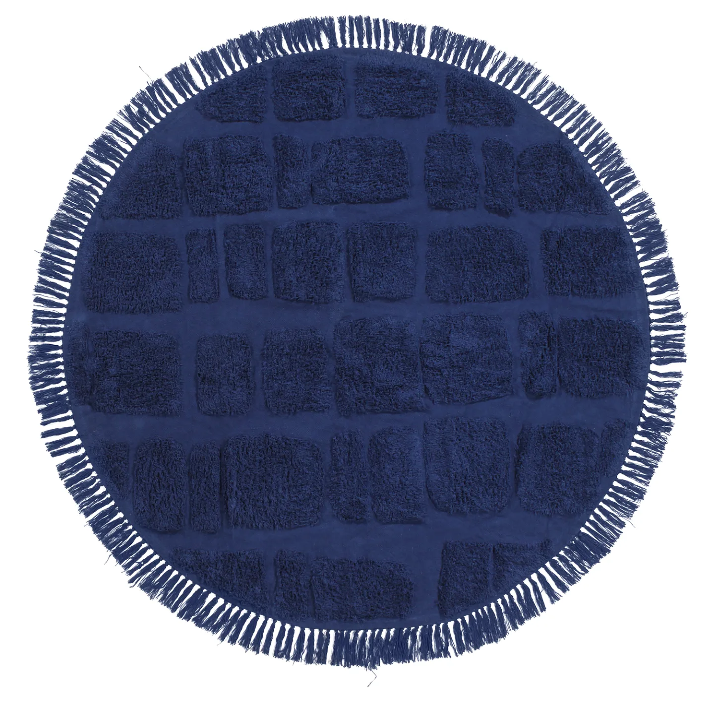 Runde tepper - Salem Natural Cotton Shaggy (mørke blå) (Størrelse: Ø 200 cm)