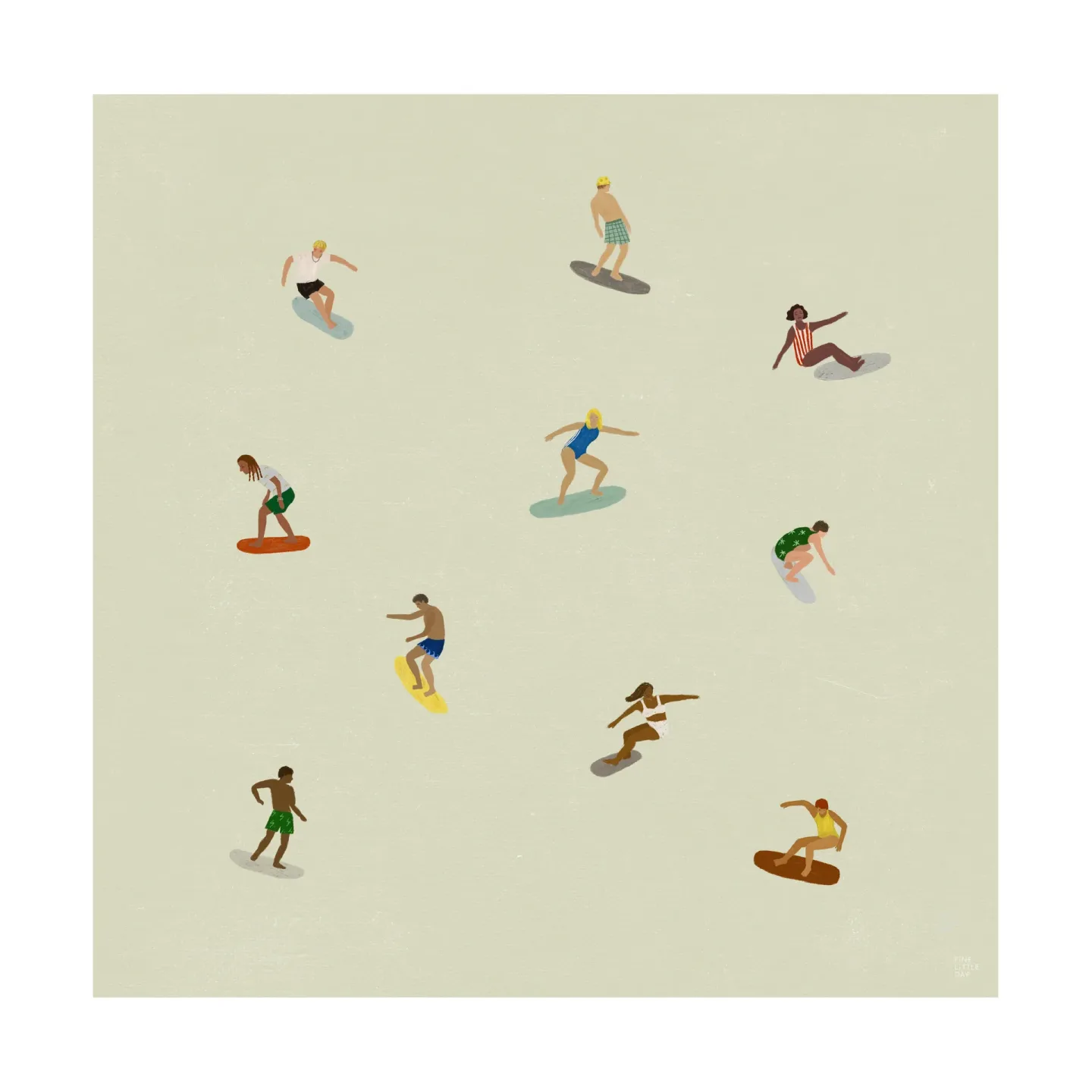 Fine Little Day Surfers Poster Beige, 40x40 cm