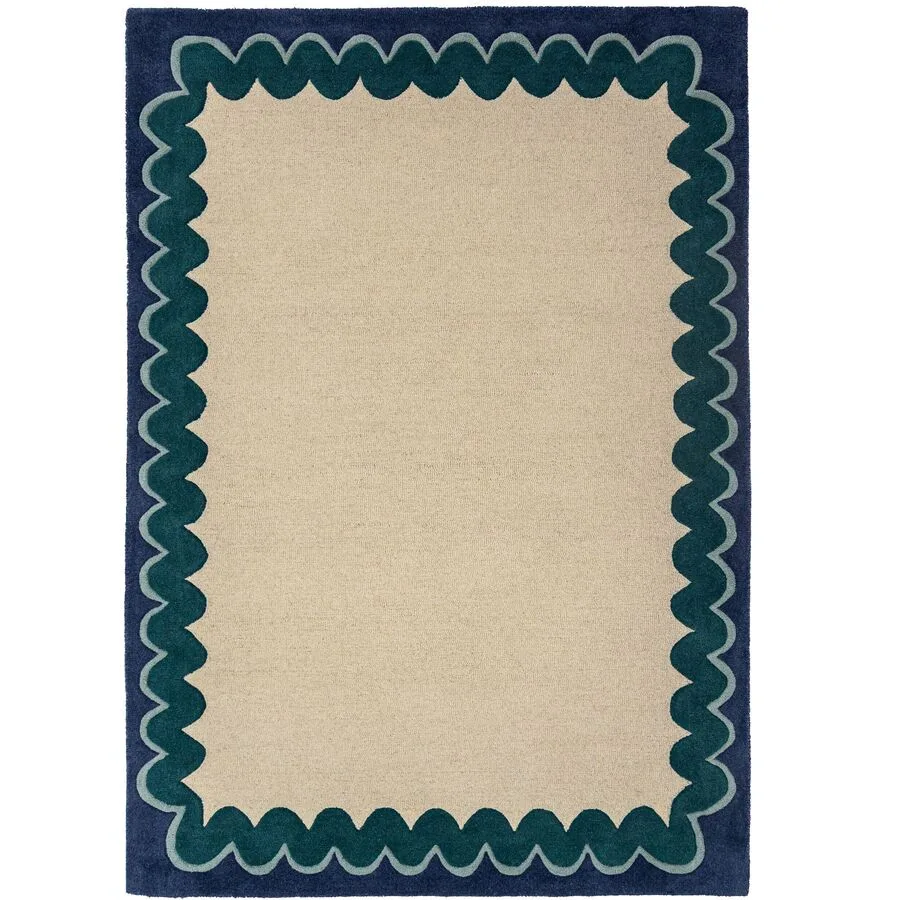Teppich Winona TÜRKISGRÜN Welle, Düne 100% Wolle 200 x 290 cm