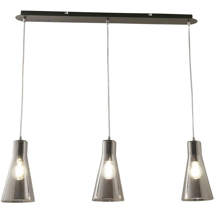 Pendellampe Abi Grau Glas/Metall 83 cm 25 cm Höhenverstellbar (manuell) - Material: Metall/Glas