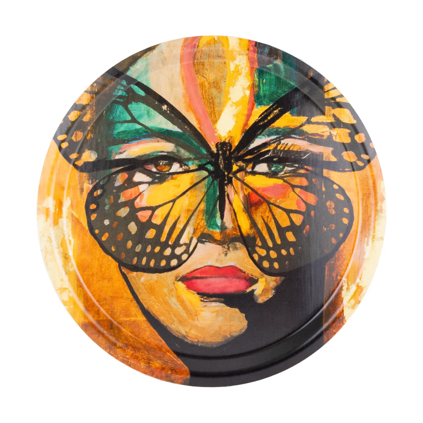 Carolina Gynning Golden Butterfly Tablett Ø31 cm Orange-black