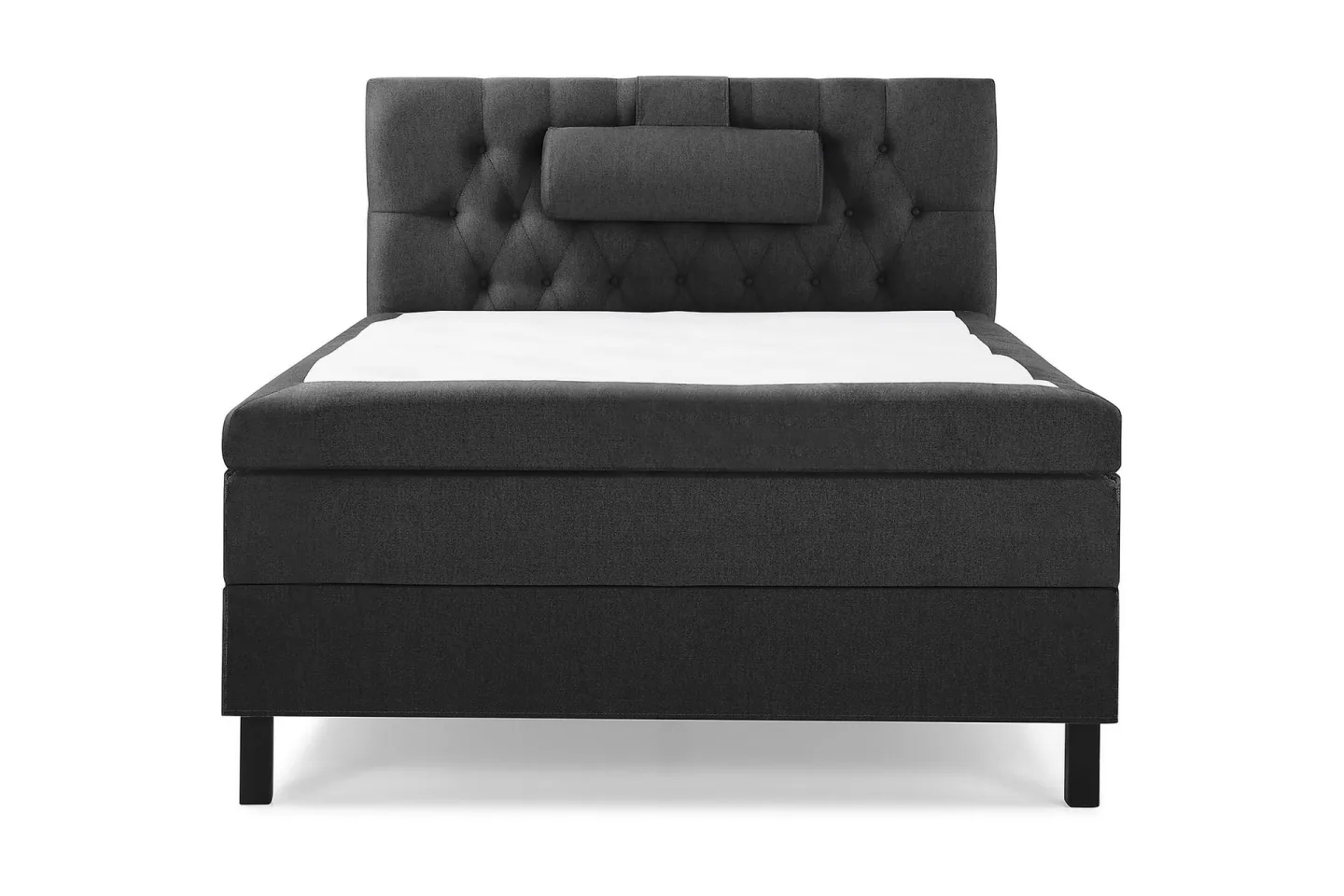 Lucky Komplett Sängpaket 120x200 Polyeter Diamant Sänggavel - Nackkudde Stor Svart/Grå