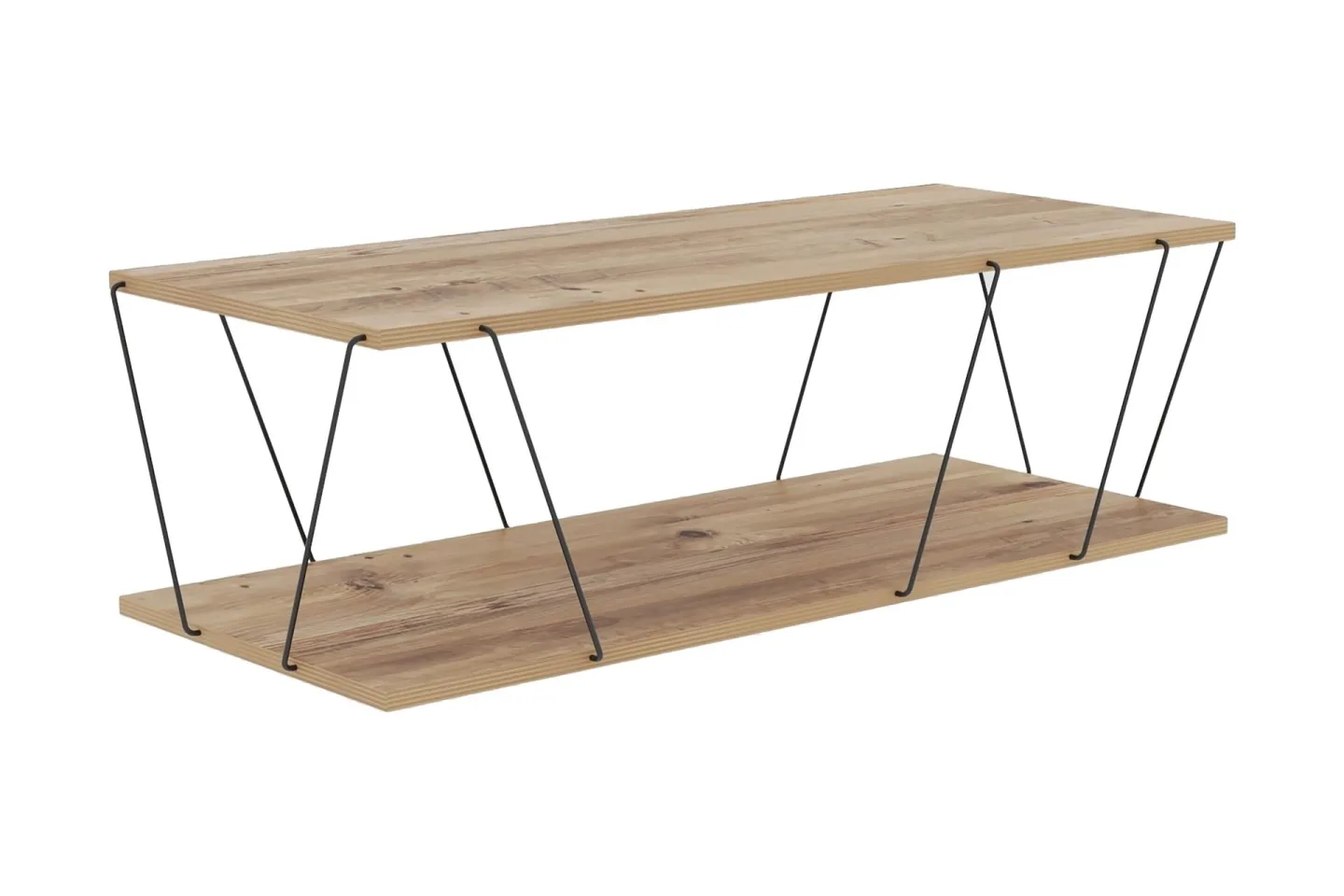 Ljusfors Soffbord 120 cm med Förvaring Hylla - Natur/Svart