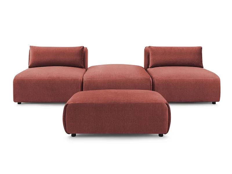 3er Sofa mit Hocker BOBOCHIC JEANNE Samt orange