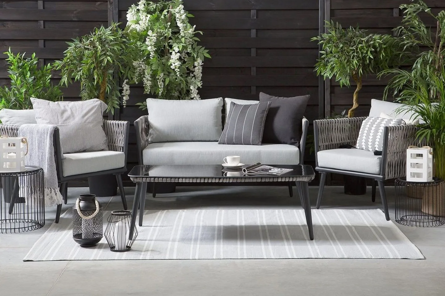 Preveza Loungegrupp Utomhus 120 cm - Grå