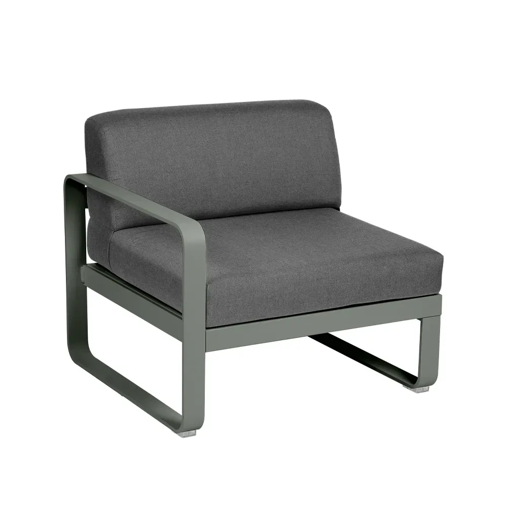 Fermob Bellevie Left modulsoffa Rosemary (grön), graphite grey dyna, 1-sits