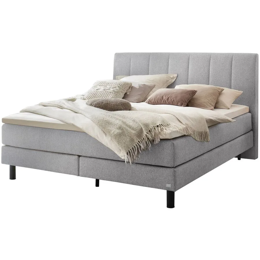 Hasena Boxspringbett Donna Light Grey Stoff/Holz/Spanplatte 200 x 200 cm