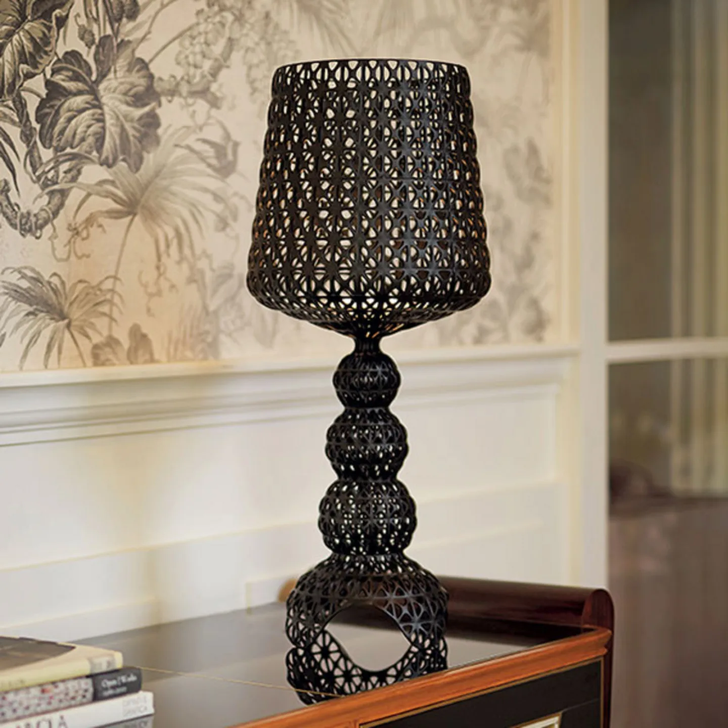 Mini Kabuki Tischleuchte Schwarz - Kartell - Wohnzimmer - Design - Kunststoff - Mit Schirm