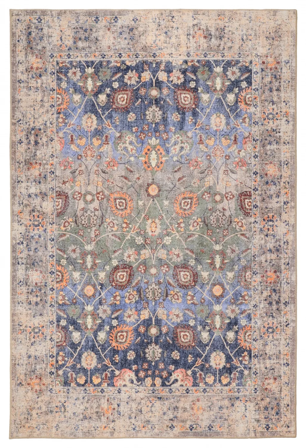 Flatvävd Matta - Bouhjar (navy/multi) (Storlek: 190 x 280 cm)