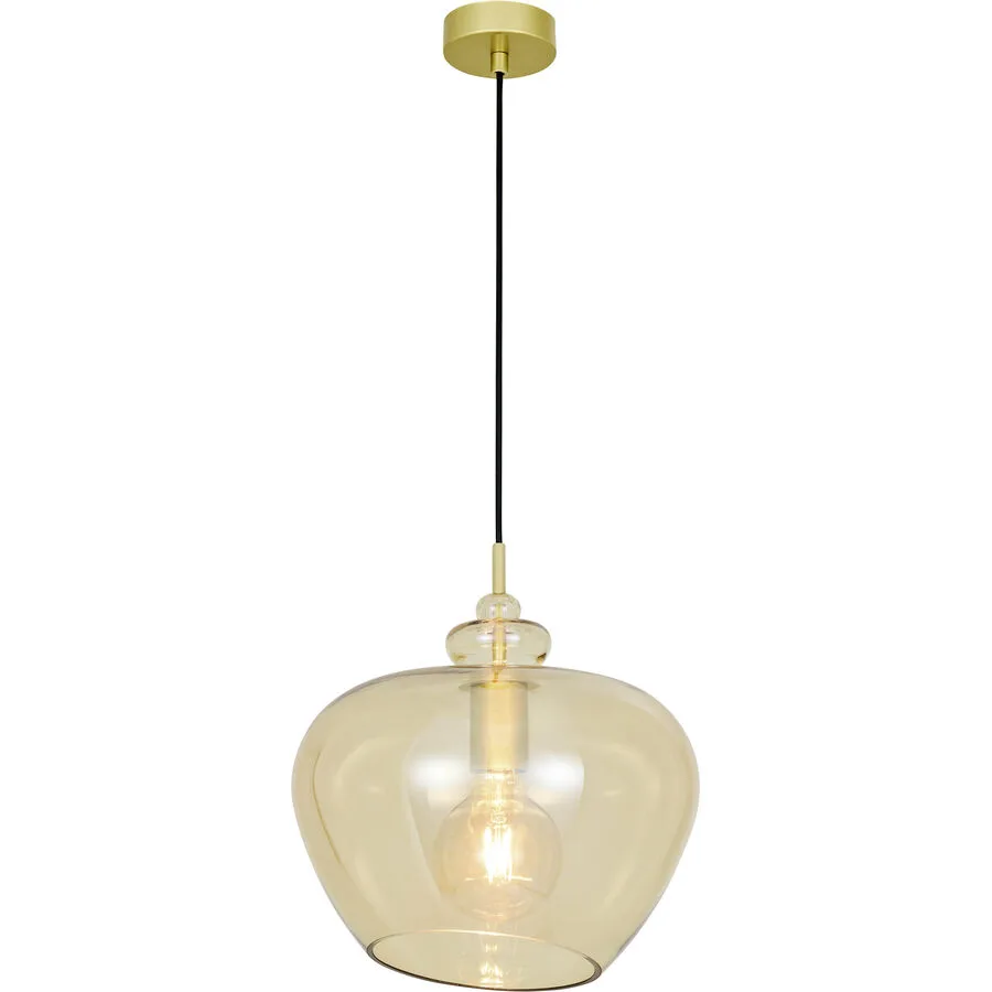Pendellampe Bela Gelb Glas/Metall 30 cm 129 cm - Farbe: Bernstein - Material: Metall/Glas