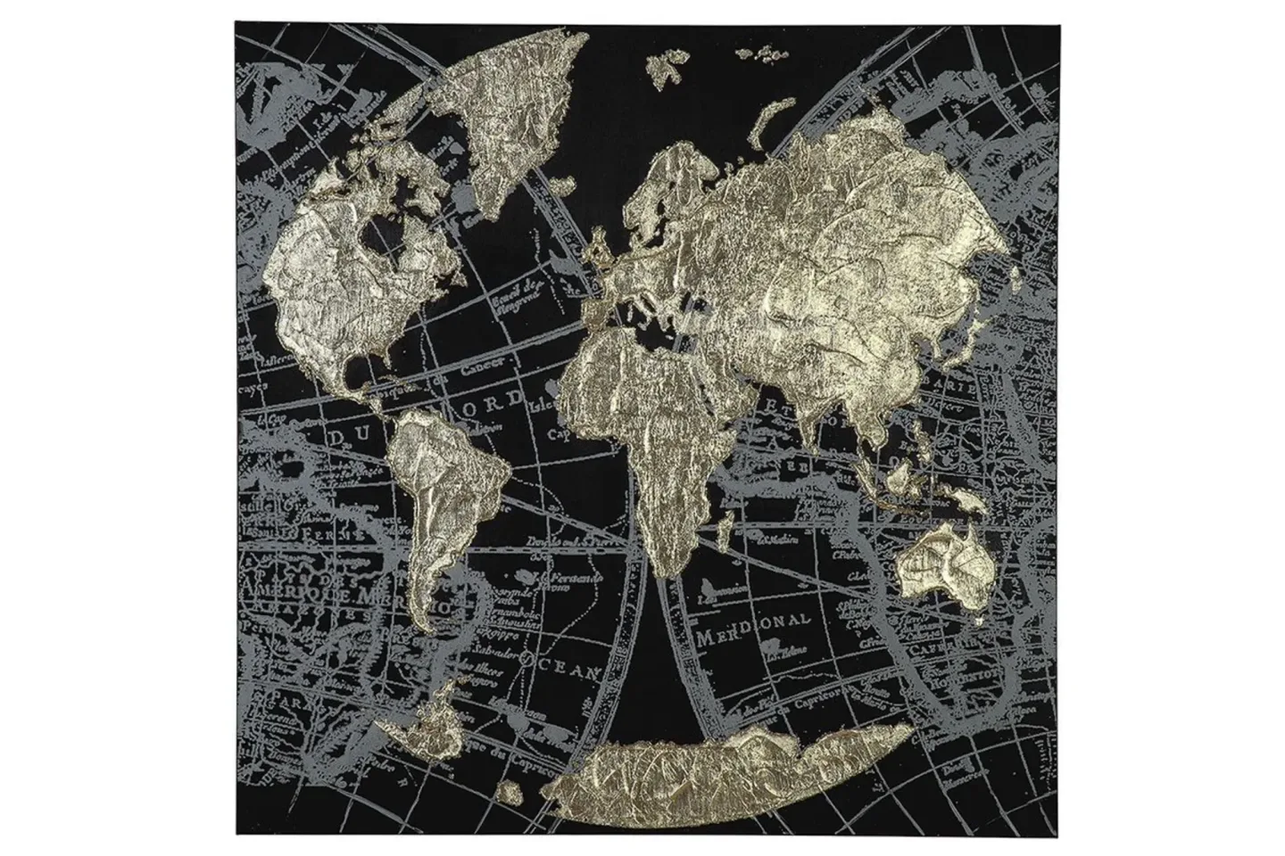 Gilde Bild Golden Earth, Weltkarte, Gold H: 90 cm | Schubiger Möbel