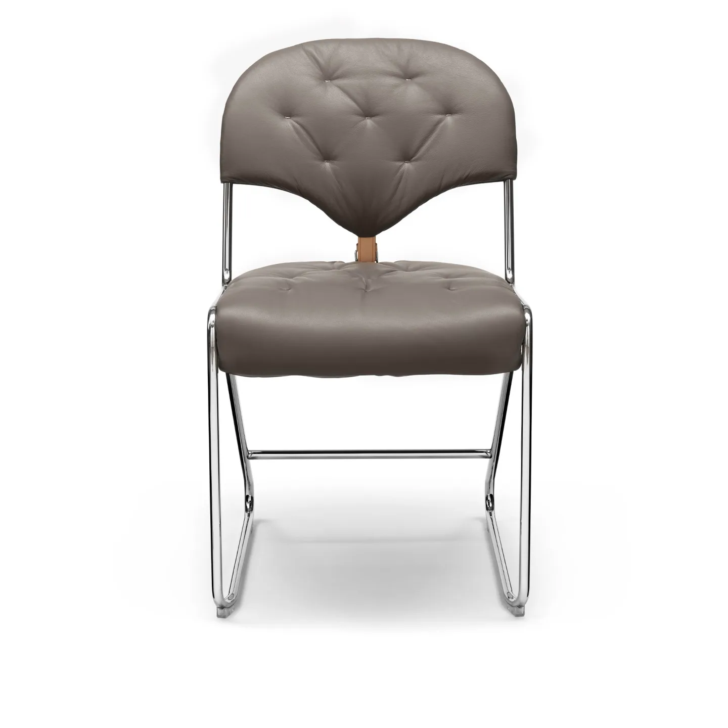 DUX - Sam Höjd 48 cm Läder Naturale Truffle / Plain 81 / Krom - Matstolar - Sam Larsson - Grå - Läder/Metall/Textilmaterial